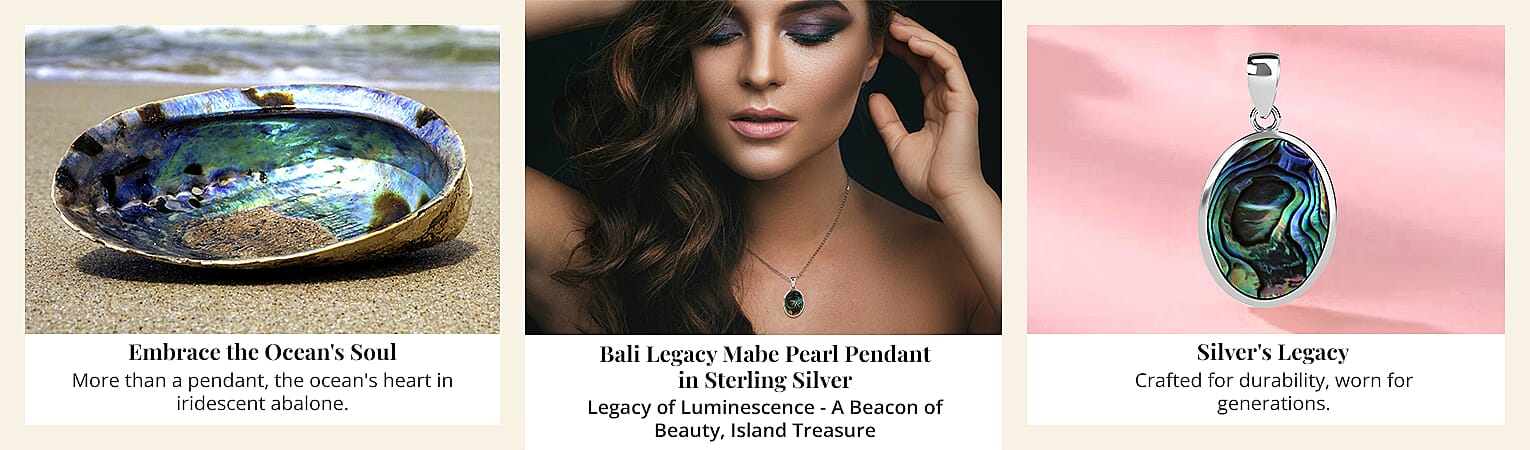 Abalone Shell Solitaire Pendant in Sterling Silver Banner