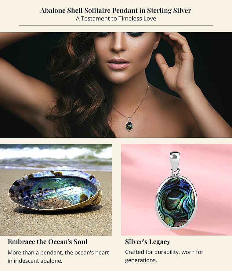 Abalone Shell Solitaire Pendant in Sterling Silver Banner