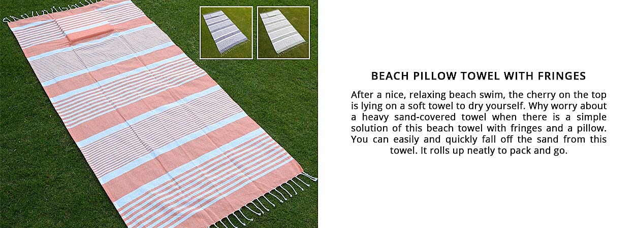 Beach Pillow Towel with Fringes Banner