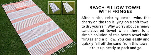 Beach Pillow Towel with Fringes Banner