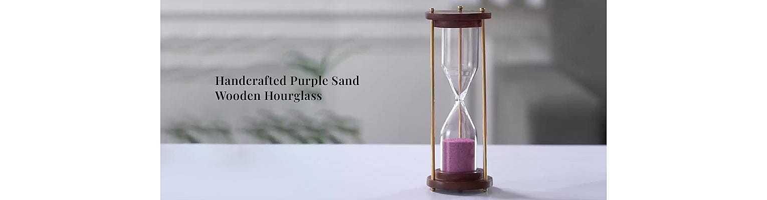 Handcrafted Sand Wooden Hourglass Banner