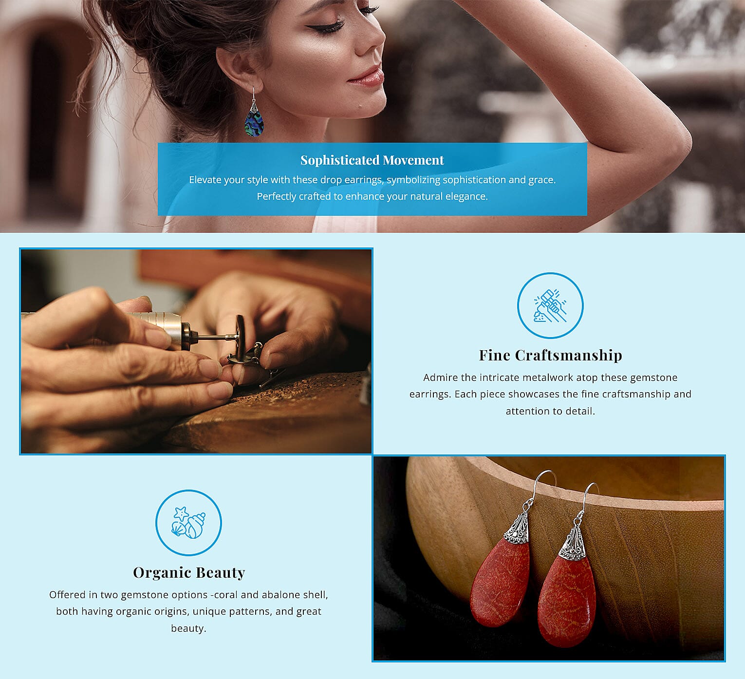 Drop Dangle Earrings in Sterling Silver Banner