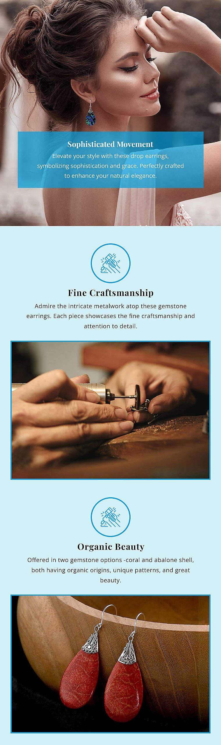 Drop Dangle Earrings in Sterling Silver Banner