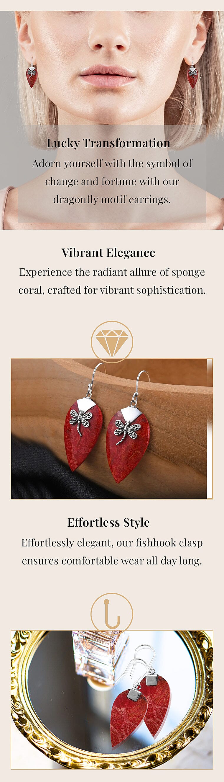 Sponge Coral Dangle Earrings in Sterling SilverBanner
