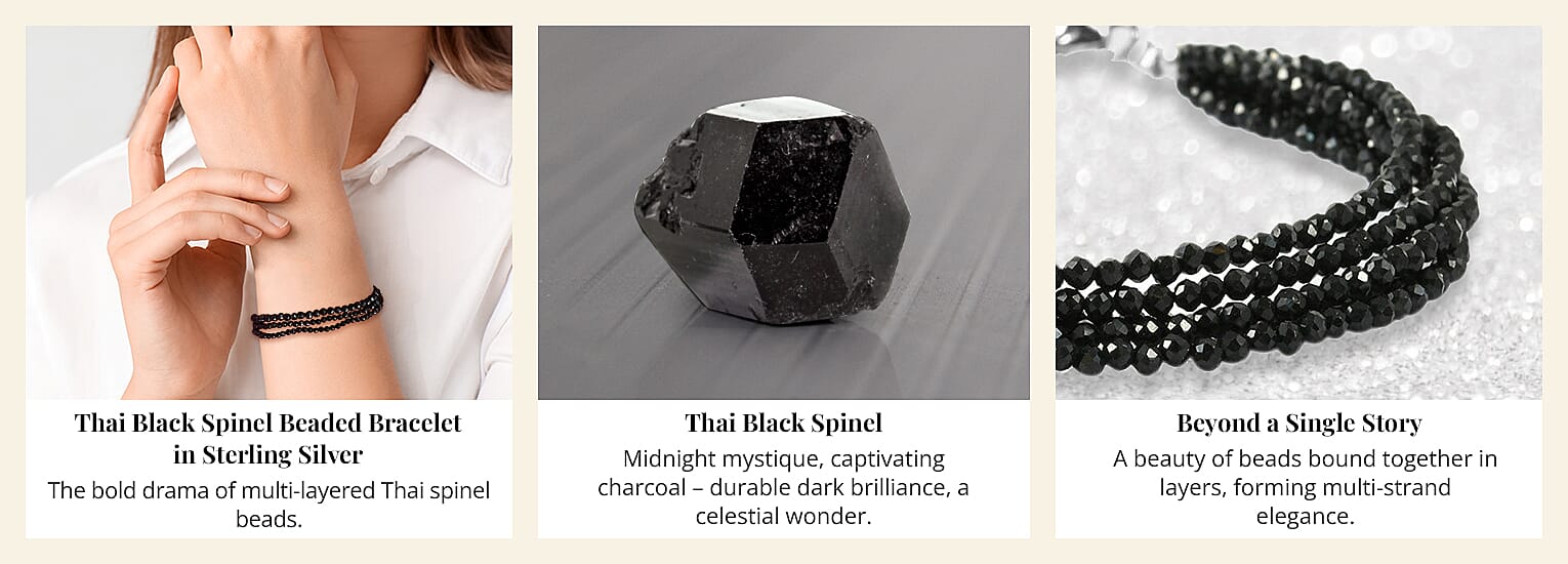 Thai Black Spinel Beaded Bracelet in Sterling Silver Banner