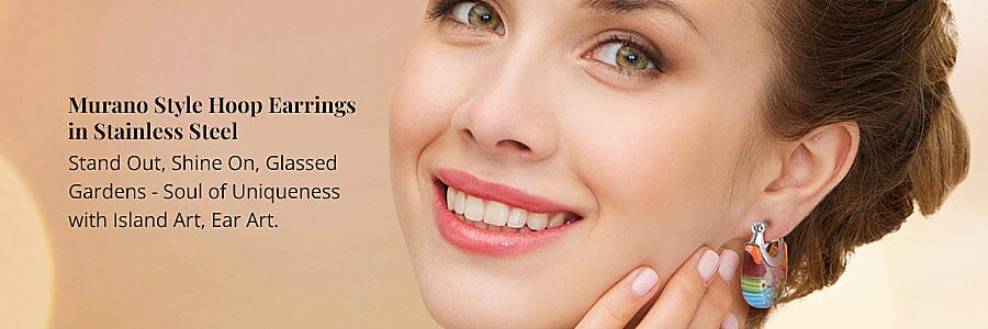 Murano Style Hoop Earrings in Stainless Steel Banner