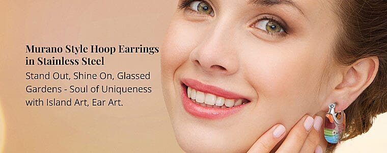 Murano Style Hoop Earrings in Stainless Steel Banner