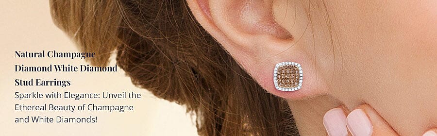 Natural Champagne Diamond White Diamond Stud Earrings Banner