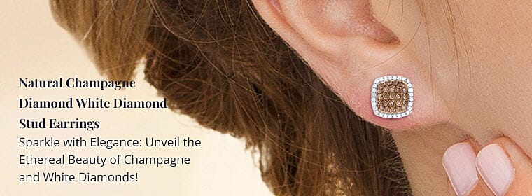 Natural Champagne Diamond White Diamond Stud Earrings Banner