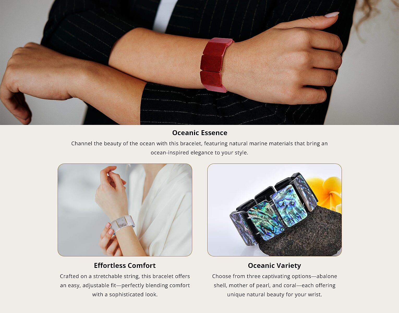 Inlay Resin Block Stretch Bracelet Banner