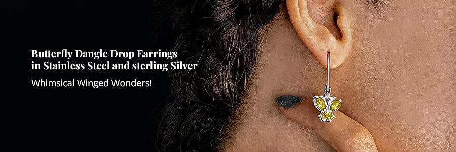 Butterfly Dangle Drop Earrings Banner