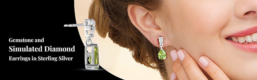 Gemstone and Simulated Diamond Earrings  Banner