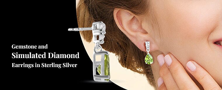 Gemstone and Simulated Diamond Earrings  Banner