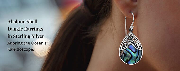 Abalone Shell Dangle Earrings in Sterling Silver Banner