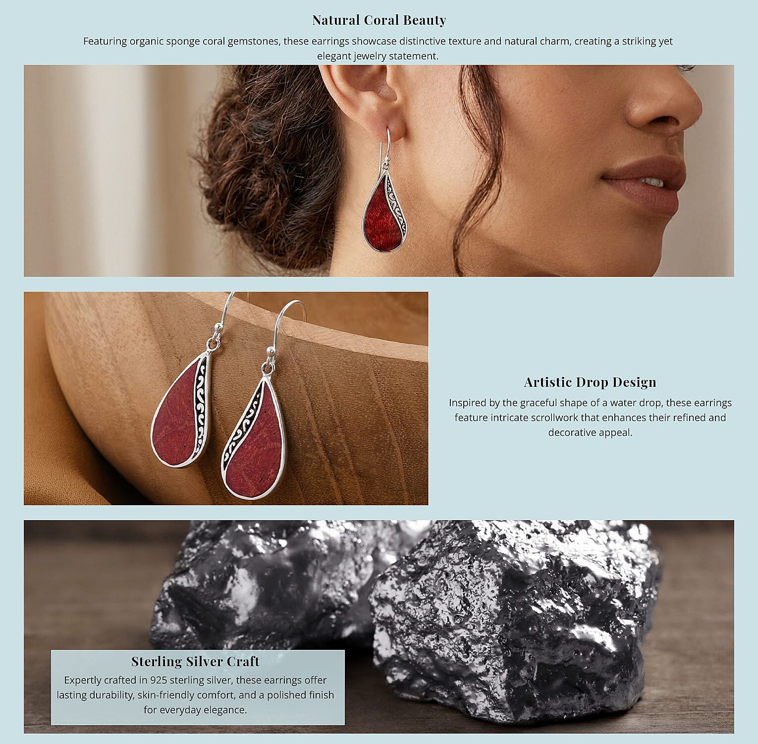 Sponge Coral Earrings in Sterling Silver Banner