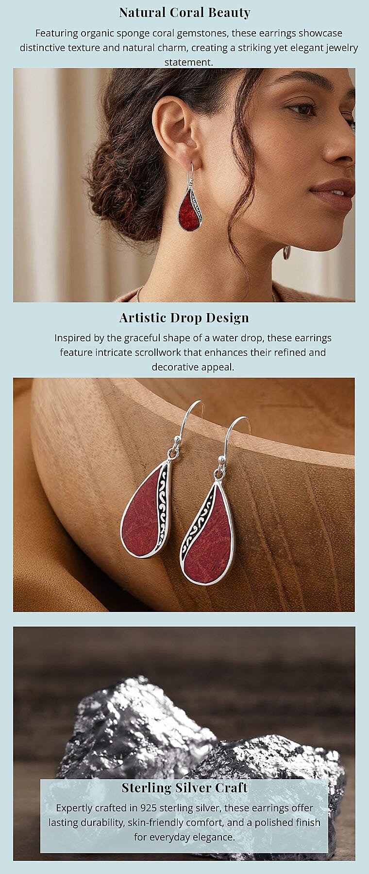 Sponge Coral Earrings in Sterling Silver Banner