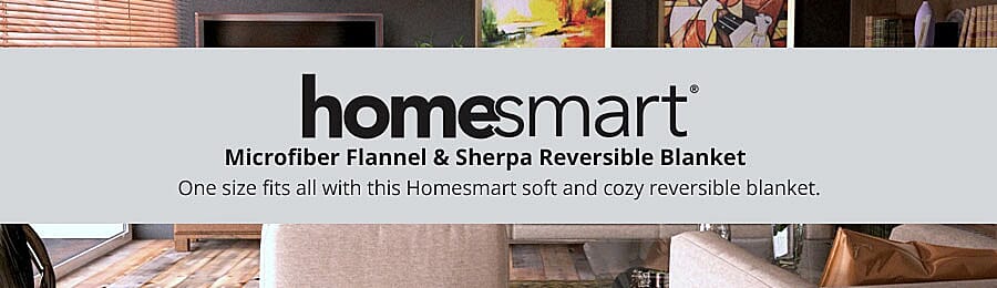 HOMESMART Microfiber Flannel & Sherpa Reversible Blanket Banner