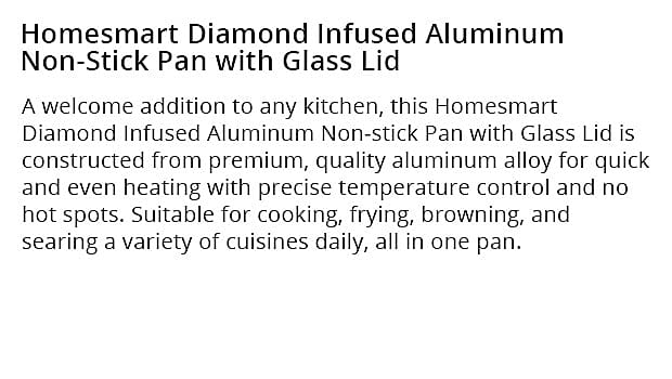 Homesmart Diamond Infused Aluminum Non-Stick Pan with Glass Lid