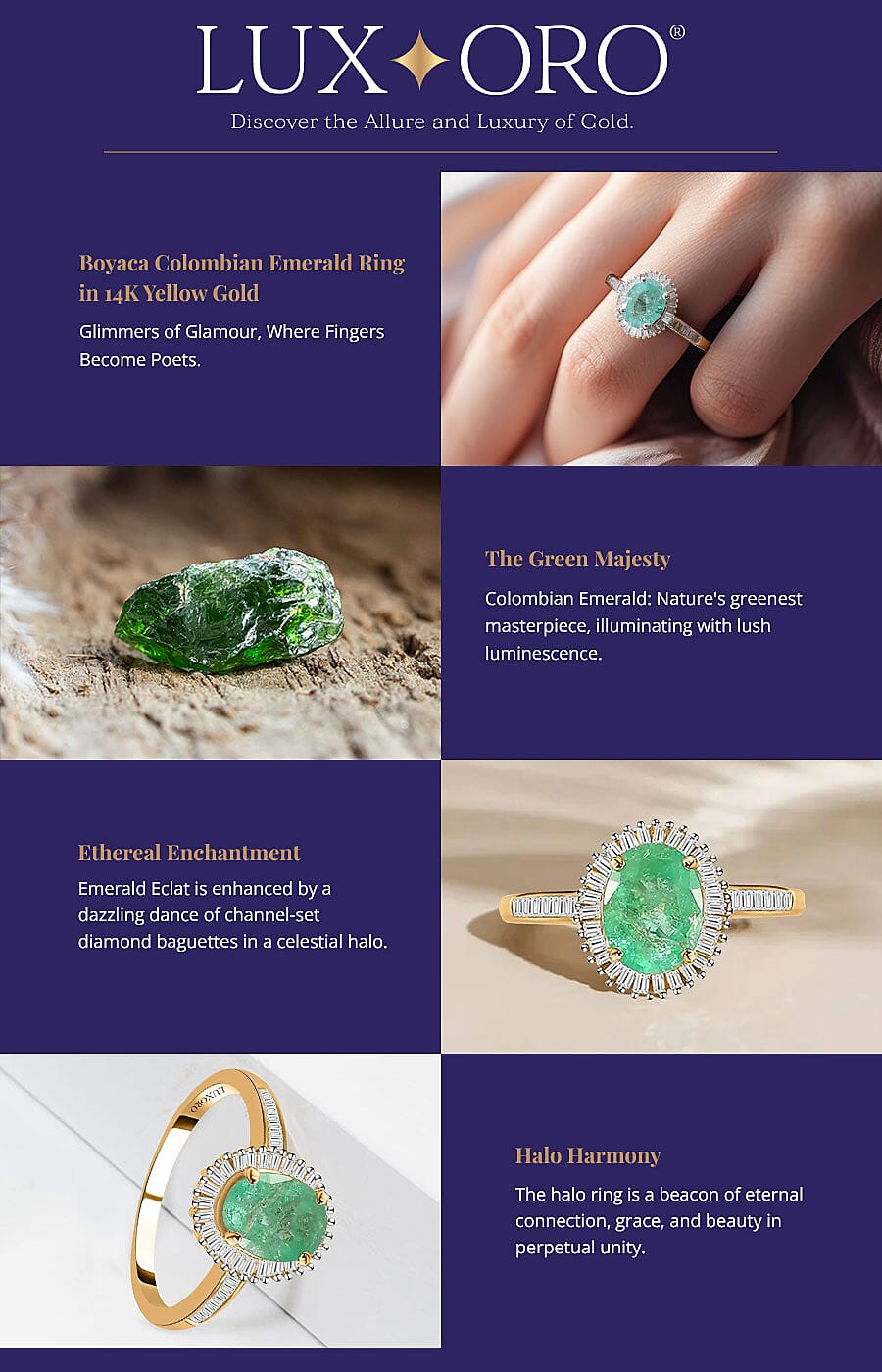 Luxoro Boyaca Colombian Emerald Ring in 14K Yellow Gold Banner