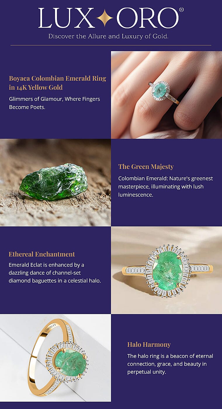 Luxoro Boyaca Colombian Emerald Ring in 14K Yellow Gold Banner