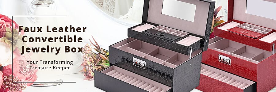 Faux Leather Convertible Jewelry Box  Banner