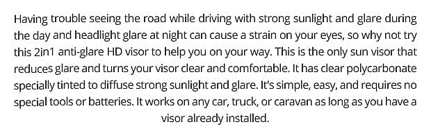 2 in1 Anti Glare HD Visor Banner