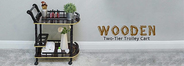 Wooden Two-Tier Trolley Cart Banner
