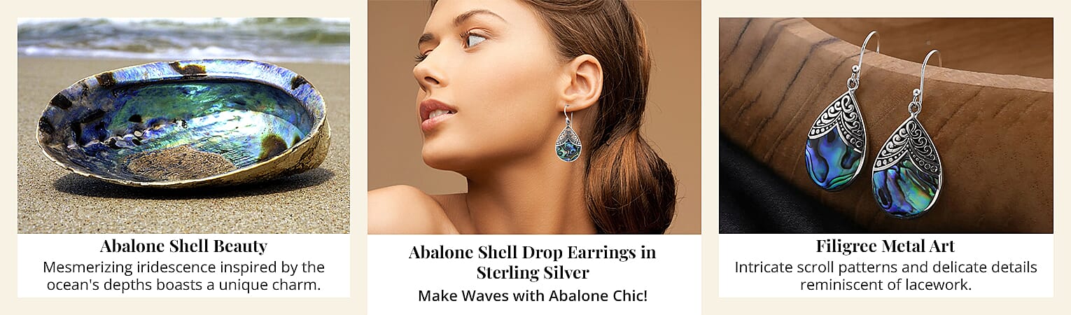 Abalone Shell Drop Earrings For Women Sterling Silver Banner