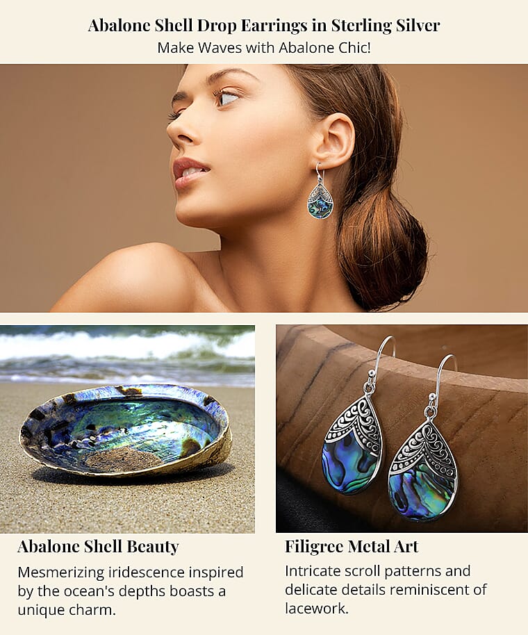 Abalone Shell Drop Earrings For Women Sterling Silver Banner