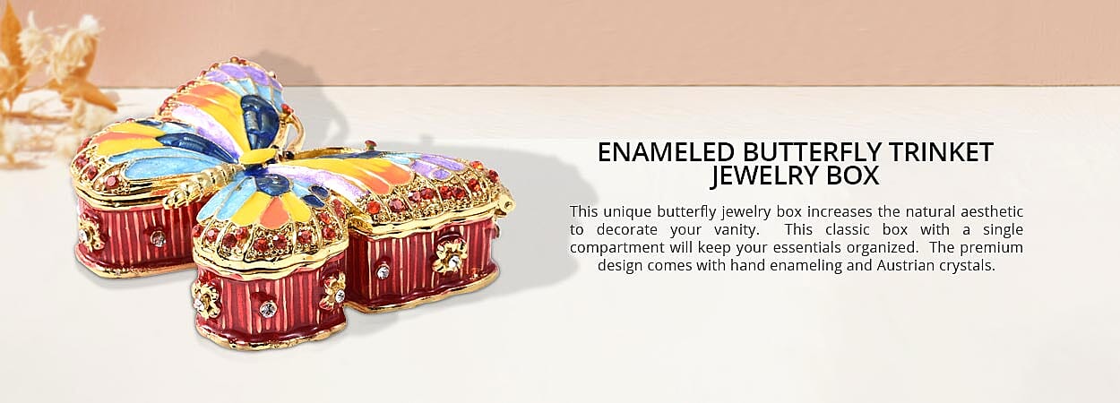 Enameled Butterfly Trinket Jewelry Box Banner