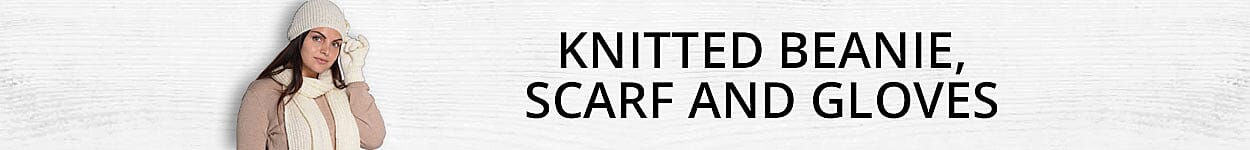 Knitted Beanie, Scarf, and Gloves Banner