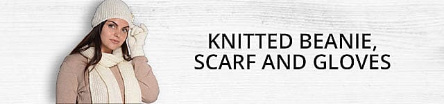 Knitted Beanie, Scarf, and Gloves Banner