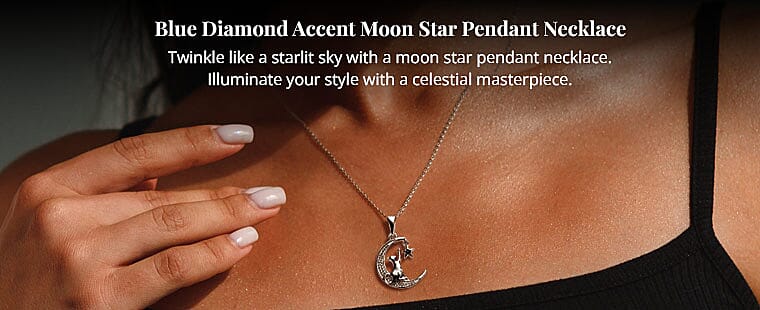 Blue Diamond Accent Moon Star Pendant Necklace  Banner