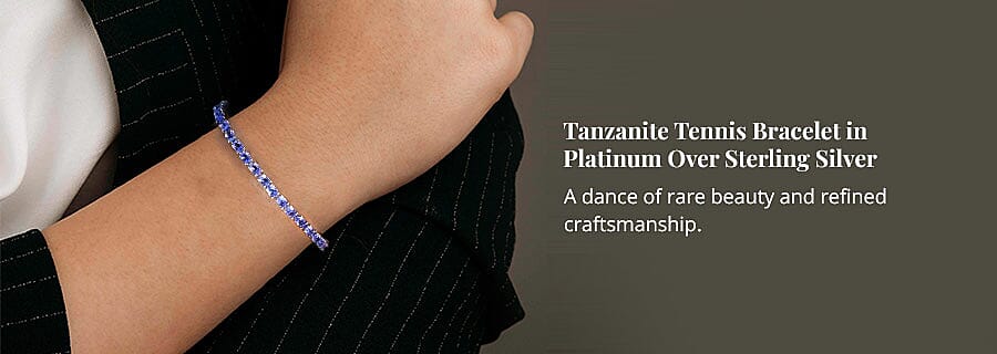 Tanzanite Tennis Bracelet in Platinum Over Sterling Silver Banner
