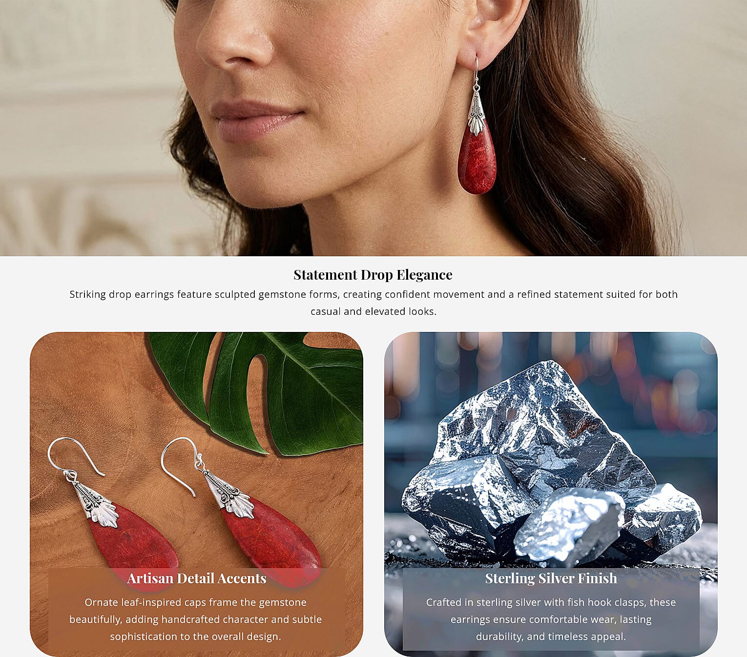 Sponge Coral Earrings in Sterling Silver Banner