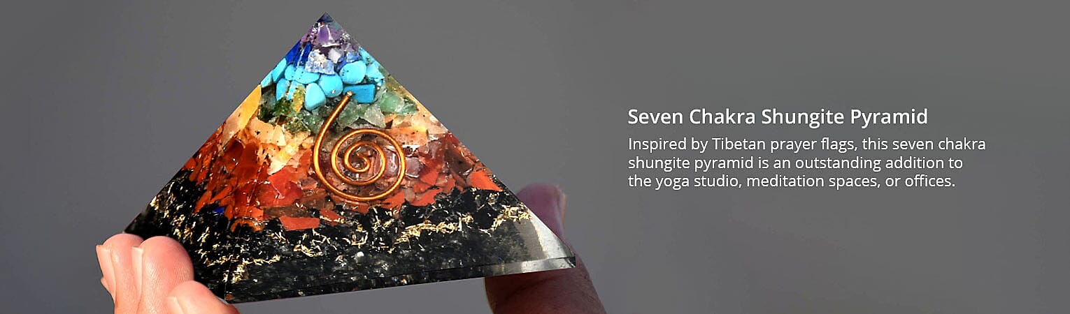 Seven Chakra Shungite Pyramid Banner