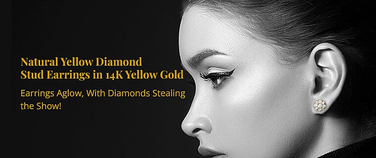 Natural Yellow Diamond Stud Earrings  Banner