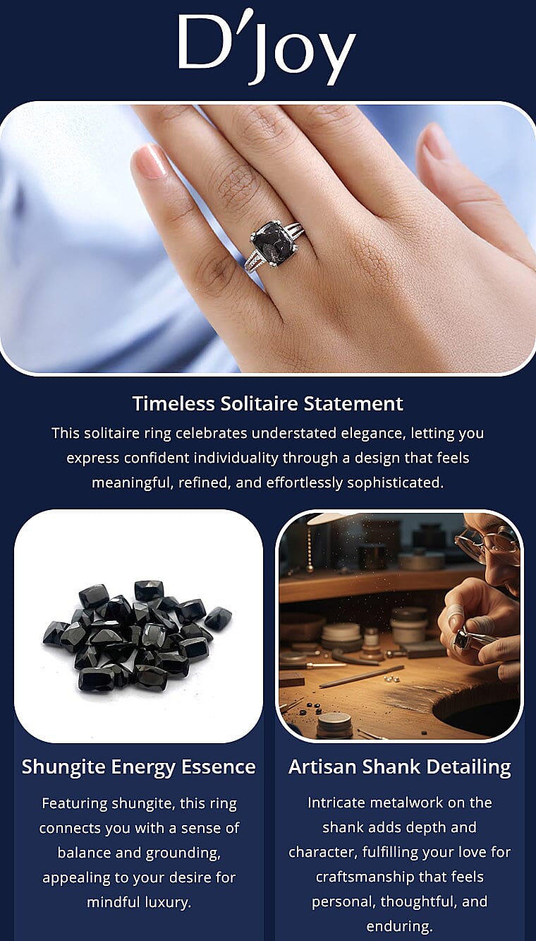 D'Joy Matrix Silver Shungite 3.35 ctw Solitaire Ring in Sterling Silver Banner