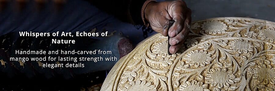 Hand Carved Wooden Rotating Tray Banner