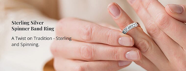 Sterling Silver Spinner Band Ring Banner