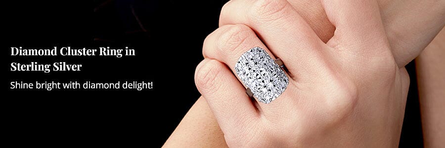 Diamond Cluster Ring in Sterling Silver Banner