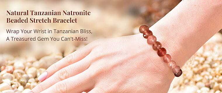 Natural Tanzanian Natronite Beaded Stretch Bracelet  Banner