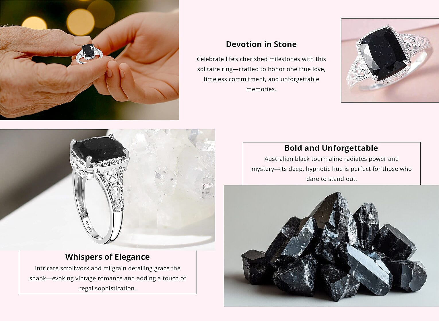 Australian Black Tourmaline 3.50 ctw Solitaire Ring in Sterling Silver Banner