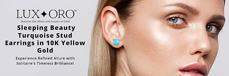 Luxoro Sleeping Beauty Turquoise Stud Earrings in 10K Yellow Gold Banner