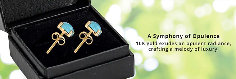 Luxoro Sleeping Beauty Turquoise Stud Earrings in 10K Yellow Gold Banner