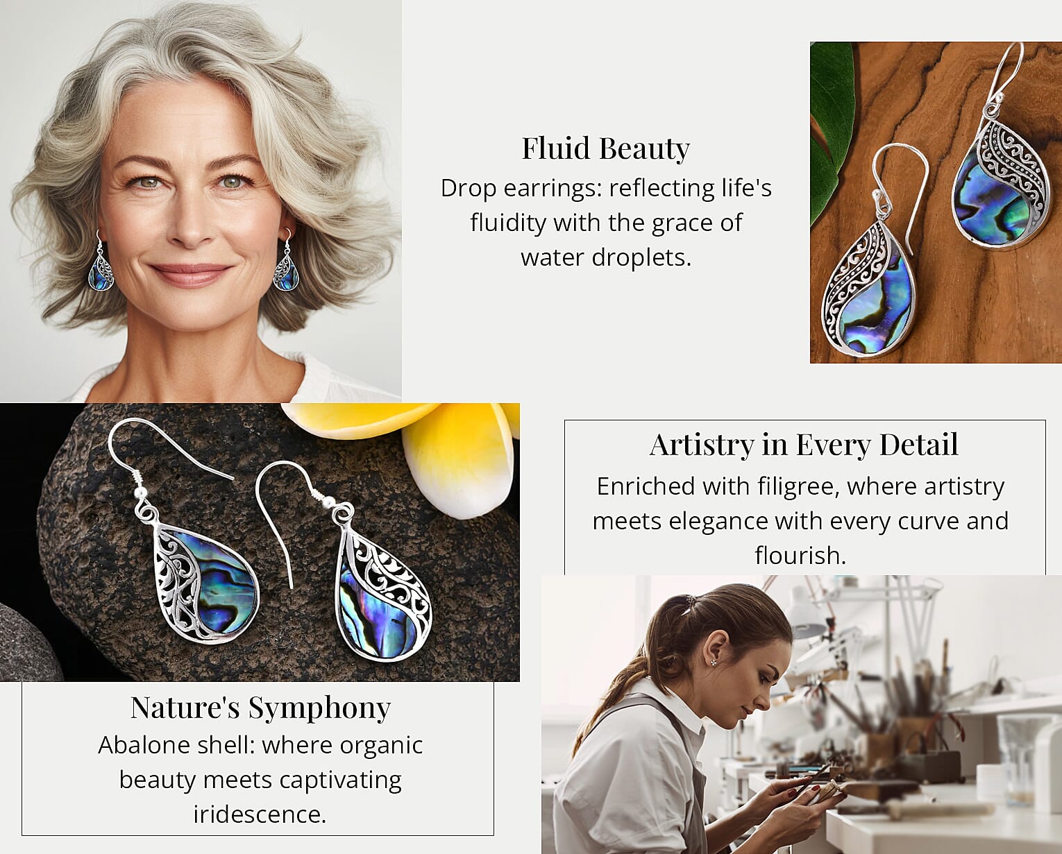 Simulated White Pearl and Resin Stretch Bracelet and Earring and Necklace 21-23 Inches in Silvertone & Stainless Steel Banner