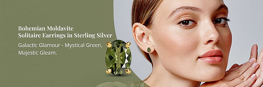 Bohemian Moldavite Solitaire Earrings in Sterling Silver Banner