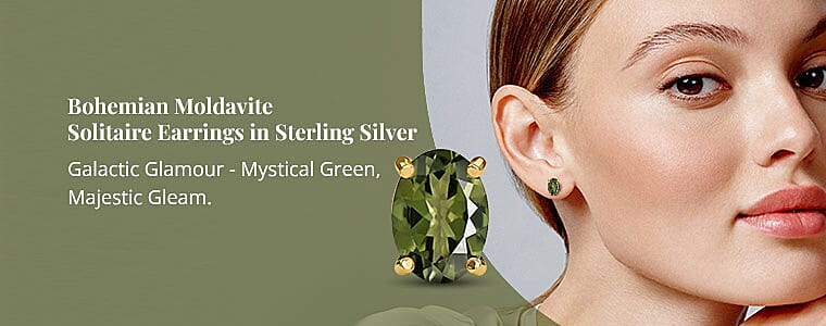 Bohemian Moldavite Solitaire Earrings in Sterling Silver Banner