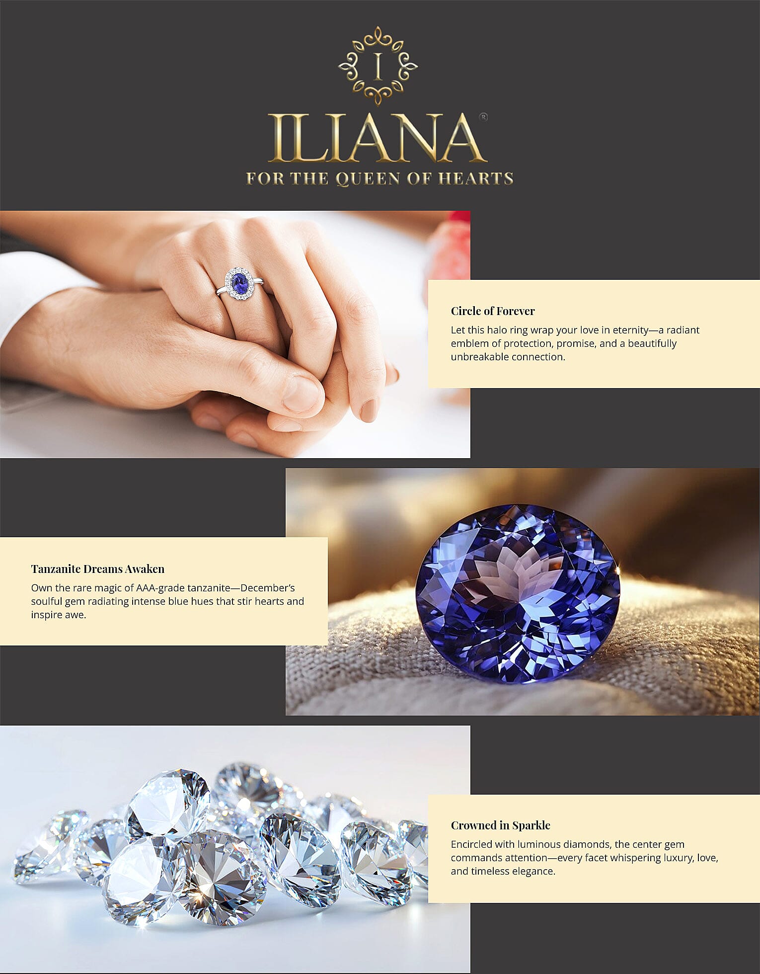 Iliana AAA Tanzanite and G-H SI Diamond 2.75 ctw Scallop Halo Ring Banner