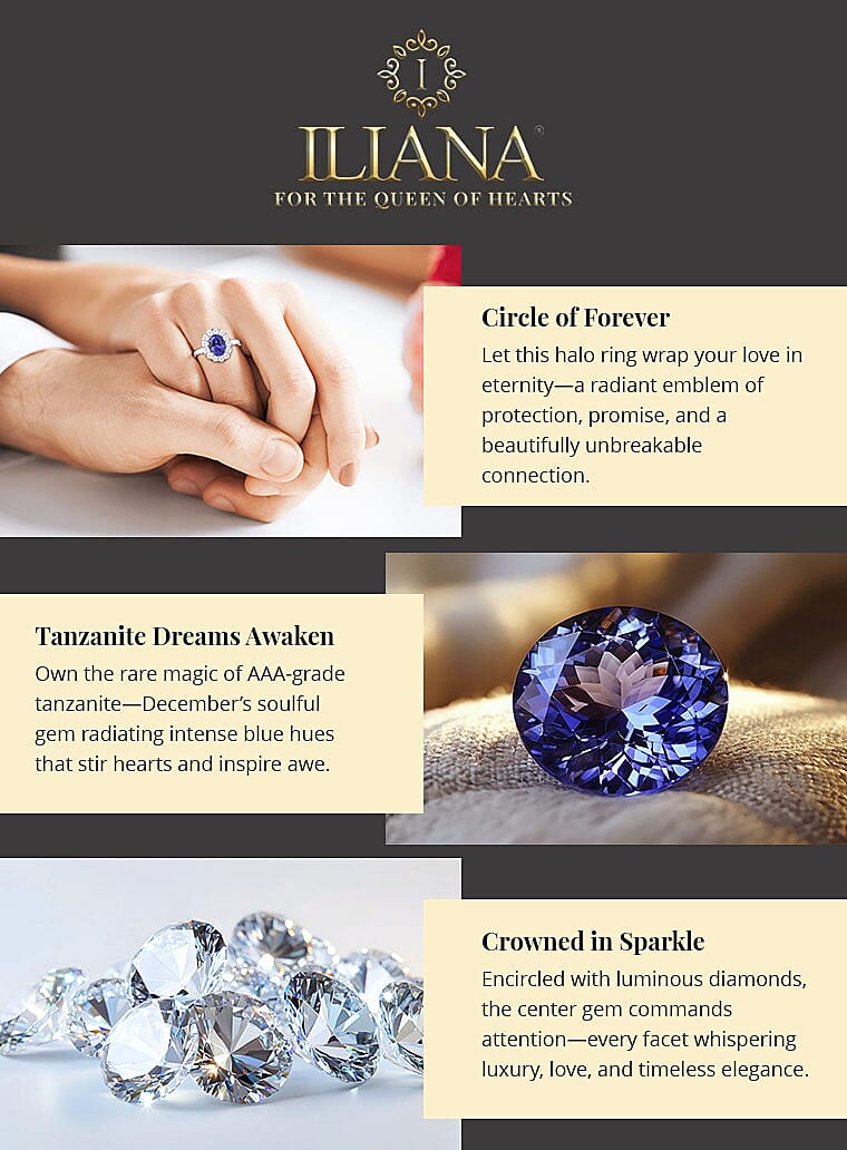 Iliana AAA Tanzanite and G-H SI Diamond 2.75 ctw Scallop Halo Ring Banner